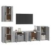 Set De Muebles De Tv 5 Piezas Madera Contrachapada Gris Hormigón