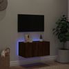 Mueble De Tv De Pared Con Luces Led Roble Marrón 60x35x31 Cm