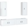 Set De Muebles De Tv 4 Piezas Madera Contrachapada Blanco Brillo