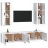 Set De Muebles De Tv 4 Piezas Madera Contrachapada Blanco Brillo