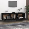 Muebles Para Tv 3 Piezas Madera Maciza De Pino Negro