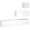 Set De Muebles De Tv 4 Piezas Madera Contrachapada Blanco Brillo