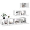 Set De Muebles De Tv 4 Piezas Madera Contrachapada Blanco Brillo