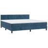 Cama Box Spring Colchón Y Led Terciopelo Azul Oscuro 200x200 Cm