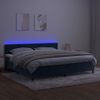 Cama Box Spring Colchón Y Led Terciopelo Azul Oscuro 200x200 Cm