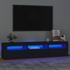 Mueble De Tv Con Luces Led Negro 180x35x40 Cm