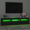 Mueble De Tv Con Luces Led Negro 180x35x40 Cm