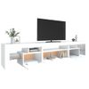 Mueble De Tv Con Luces Led Blanco 215x36,5x40 Cm