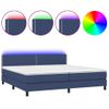 Cama Box Spring Colchón Y Luces Led Tela Azul 200x200 Cm