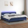 Cama Box Spring Colchón Y Luces Led Tela Azul 200x200 Cm