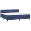 Cama Box Spring Colchón Y Luces Led Tela Azul 200x200 Cm