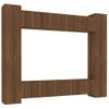 Set De Muebles Para Tv 8 Piezas Madera Contrachapada Roble Marrón