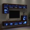 Muebles Tv Pared Con Led 8 Piezas Madera Ingeniería Marrón Roble