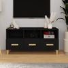 Mueble De Tv Madera Contrachapada Negro 102x36x50 Cm