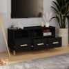 Mueble De Tv Madera Contrachapada Negro 102x36x50 Cm