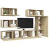 Muebles De Pared De Tv 6 Piezas Aglomerado Color Roble Sonoma