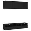 Muebles De Tv De Pared 5 Piezas Madera De Ingeniería Negro