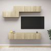 Muebles De Pared De Tv 7 Piezas Aglomerado Color Roble Sonoma