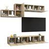 Muebles De Pared De Tv 7 Piezas Aglomerado Color Roble Sonoma