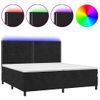 Cama Box Spring Colchón Y Led Terciopelo Negro 200x200 Cm