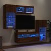 Muebles Tv Pared Con Led 5 Piezas Madera Ingeniería Marrón Roble