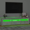 Mueble De Tv Con Luces Led Gris Hormigón 180x35x40 Cm