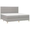 Cama Box Spring Con Colchón Tela Y Led Gris Claro 200x200 Cm