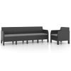 Set De Muebles De Jardín 2 Piezas Cojines Pp Ratán Gris Antracita