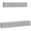 Set De Muebles De Tv 4 Piezas Madera Contrachapada Gris Hormigón