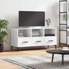 Mueble De Tv Madera Contrachapada Blanco Brillo 102x36x50 Cm