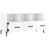 Mueble De Tv Madera Contrachapada Blanco Brillo 102x36x50 Cm