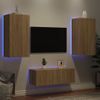 Muebles Tv Pared Con Led 4 Piezas Madera Ingeniería Roble Sonoma