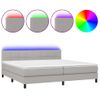 Cama Box Spring Con Colchón Tela Y Led Gris Claro 200x200 Cm