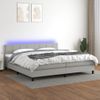 Cama Box Spring Con Colchón Tela Y Led Gris Claro 200x200 Cm