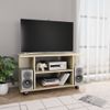 Mueble De Tv Ruedas Madera Contrachapada Color Roble 80x40x40cm