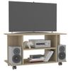 Mueble De Tv Ruedas Madera Contrachapada Color Roble 80x40x40cm