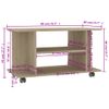 Mueble De Tv Ruedas Madera Contrachapada Color Roble 80x40x40cm