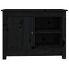 Mueble De Tv De Madera Maciza De Pino Negro 70x36,5x52 Cm