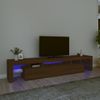 Mueble De Tv Con Luces Led Marrón Roble 215x36,5x40 Cm