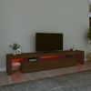 Mueble De Tv Con Luces Led Marrón Roble 215x36,5x40 Cm