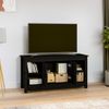 Mueble De Tv De Madera Maciza De Pino Negro 103x36,5x52 Cm