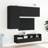 Muebles De Tv De Pared 4 Piezas Madera De Ingeniería Negro