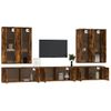 Set De Muebles De Tv 7 Piezas Madera Contrachapada Roble Ahumado