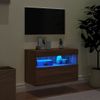 Mueble De Tv De Pared Con Luces Led Roble Marrón 60x30x40 Cm