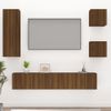 Set De Muebles Para Tv 5 Piezas Madera Contrachapada Roble Marrón