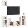 Set De Muebles De Tv 5 Piezas Madera Contrachapada Blanco Brillo