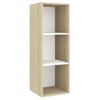 Mueble Tv Pared Madera Contrachapada Blanco Roble 37x37x107 Cm