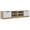 Mueble Tv 2 Piezas Madera Contrachapada Blanco Roble 80x35x36,5cm