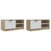 Mueble Tv 2 Piezas Madera Contrachapada Blanco Roble 80x35x36,5cm