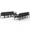 Set Muebles De Jardín 9 Piezas Y Cojines Aluminio Gris Antracita